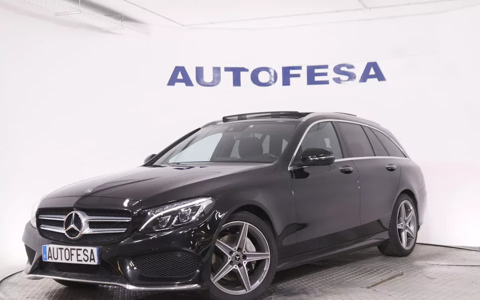 Mercedes-benz C 220 CLASE C C220D ESTATE AMG LINE AUTO 170CV 5P # CUERO, TECHO ELEC DOBLE, NAVY, PARKTRONIC