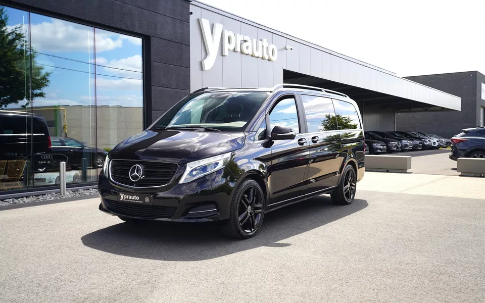 Mercedes V 250 Aut Lang Lichte vracht – 5 zitplaatsen Leder Memory LED 360°Camera Elek Schuifdeuren Trekhaak Verwarmde en gekoelde zetels Nachtchauffage Adaptieve cruise Volleder